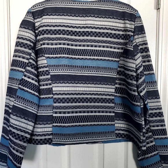 Women's XL Violet B.  Navy Blue Striped Jacket - Picture 5 of 10